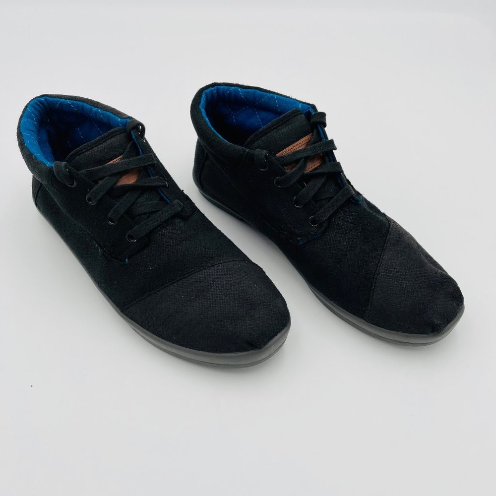 Men's Size 10 Toms Botas Chukka Boots Waxed Canvas Highland Black
